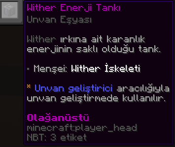 Wither Enerji Tankı'nın açıklaması.
